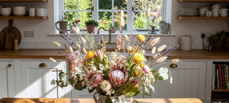 beautiful dried flower display