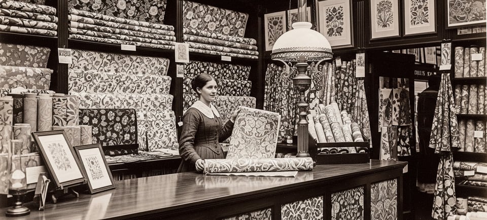 victorian wall paper shop selling floral patterns