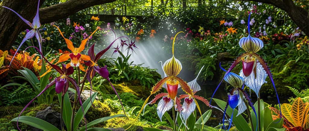 strange flowers are orchids in garden