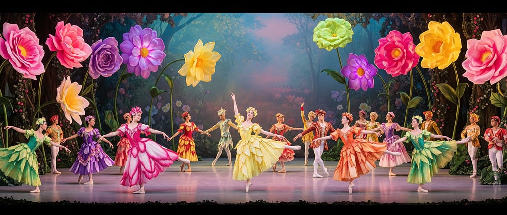 scene depicting the waltz of the flowers
