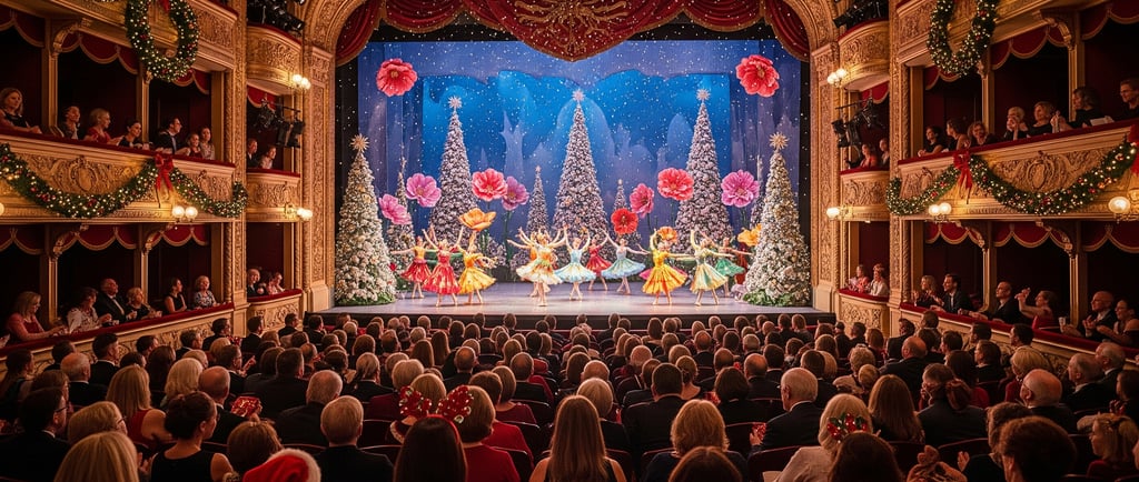 crowded theatre watching the waltz of the flowers on stage