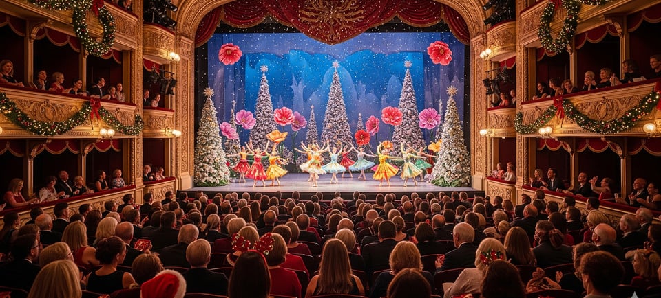 theatre audience watching waltz of the flowers at xmas