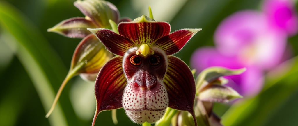 monkey face orchid close up
