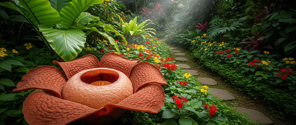 corpse flower next to garden path