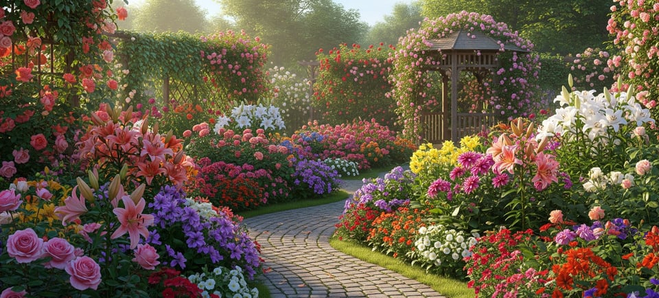 amazing flowers in secret garden