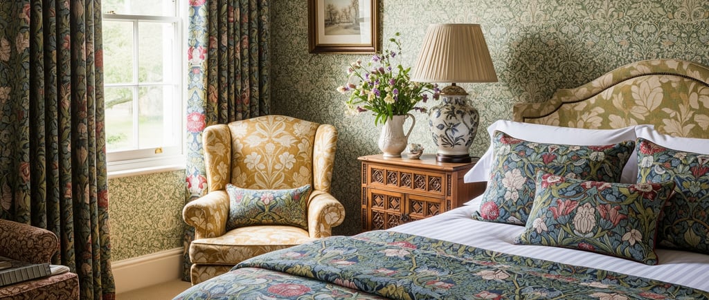 bedroom with william morris themed design