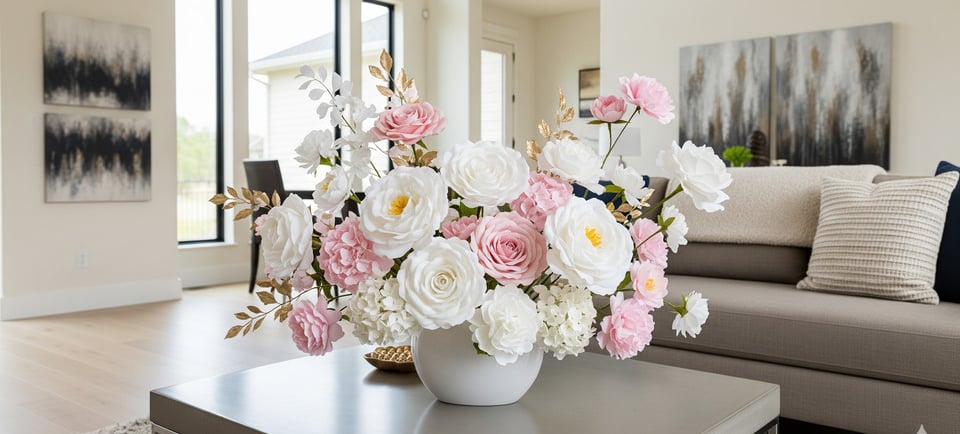 pink and whie do it yourself flower centerpiece