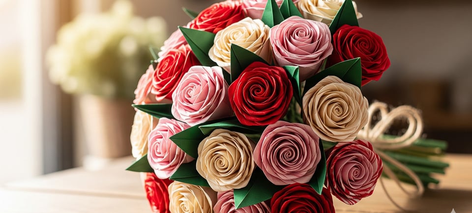 a bouquet of roses in a vase on a table