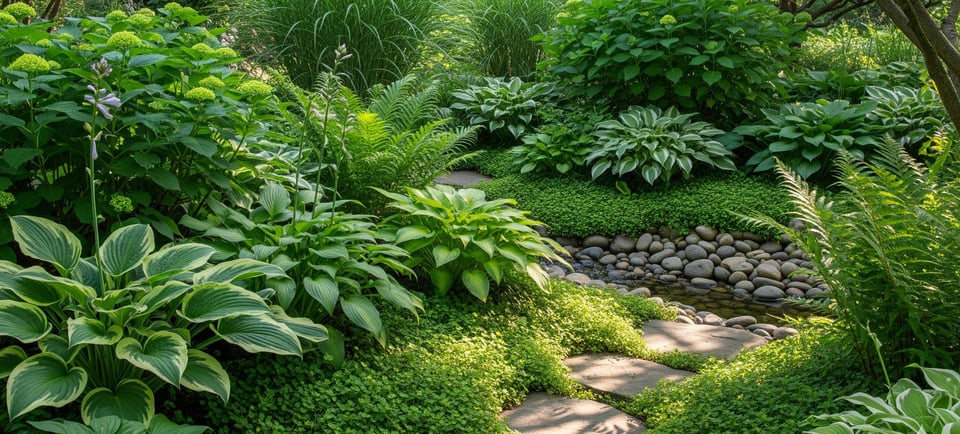 a garden with a path leading to a garden