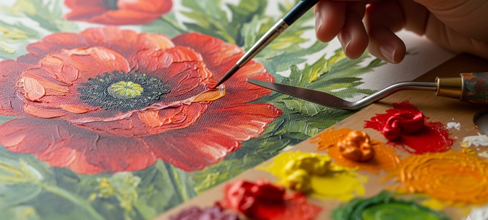 a person is painting a picture of a flower