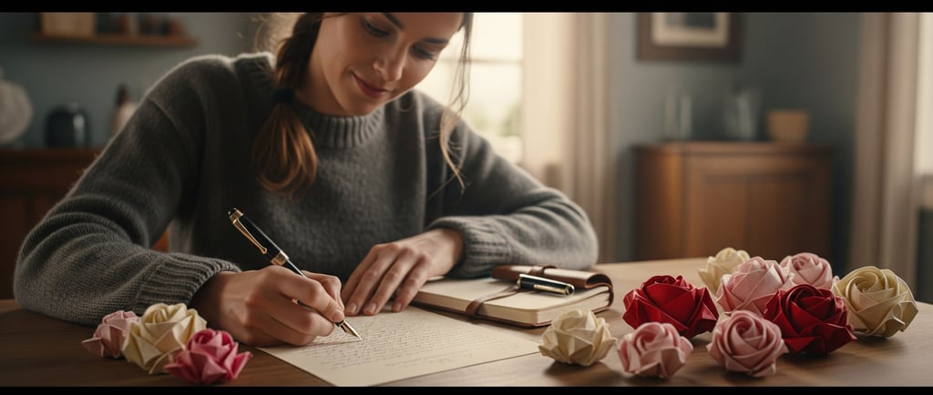 woman sat at desk writing notes
