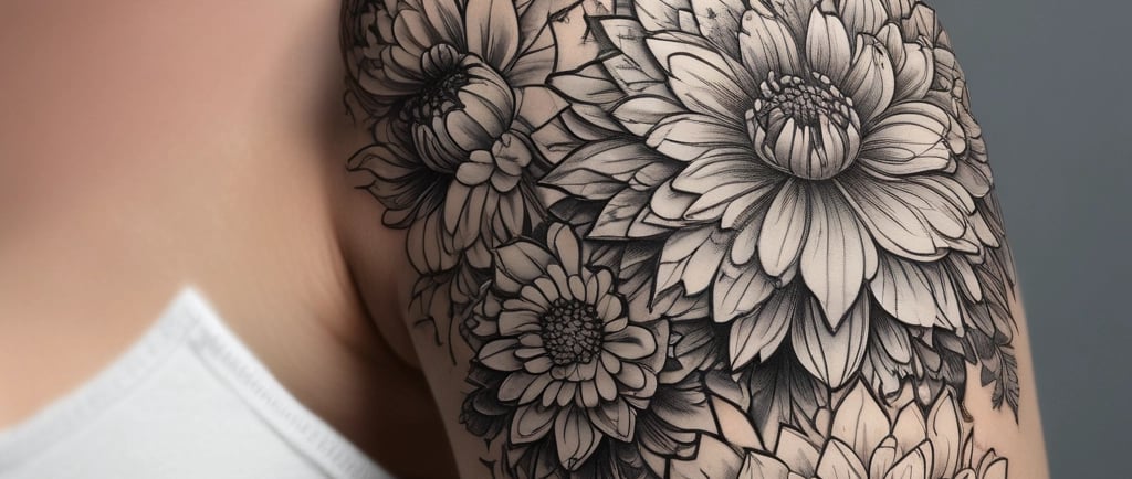 woman with japanese flower tattoo on arm