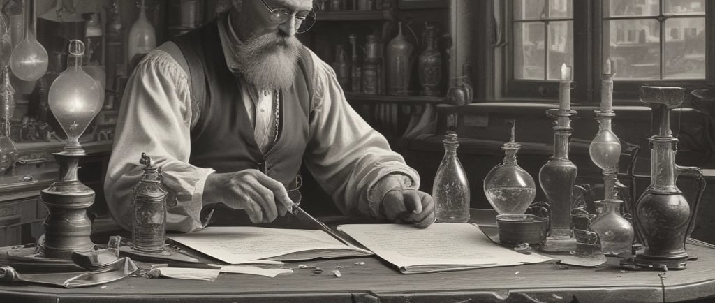 man sat at desk looking at his notebook