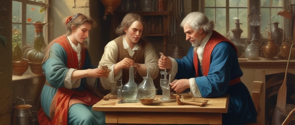 19th century scene of blaschka glassmakers