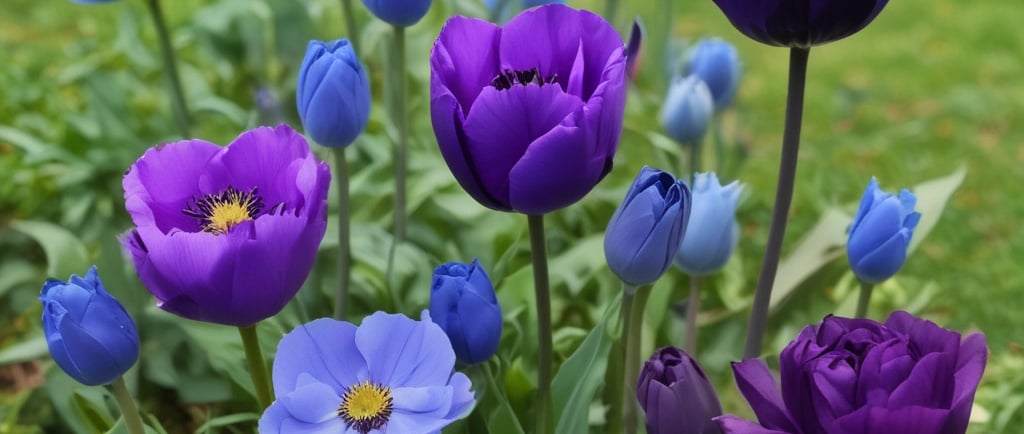 flower hybrids of purple growing in garden
