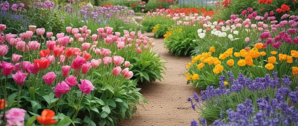spring flower garden path