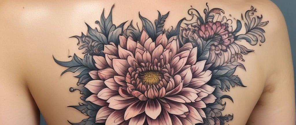 japanese flower tattoo on back