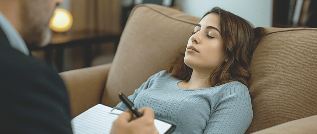 Paciente en sesión de Terapia de Vidas Pasadas