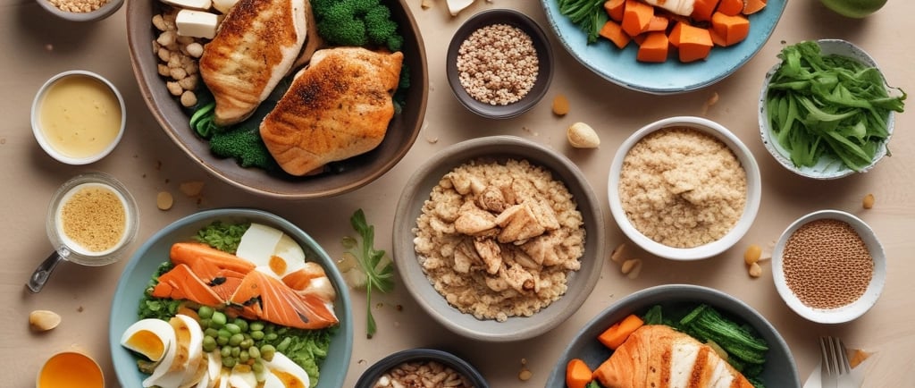 Aliments riches en protéines, glucides complexes et bonnes graisses pour la prise de masse musculair