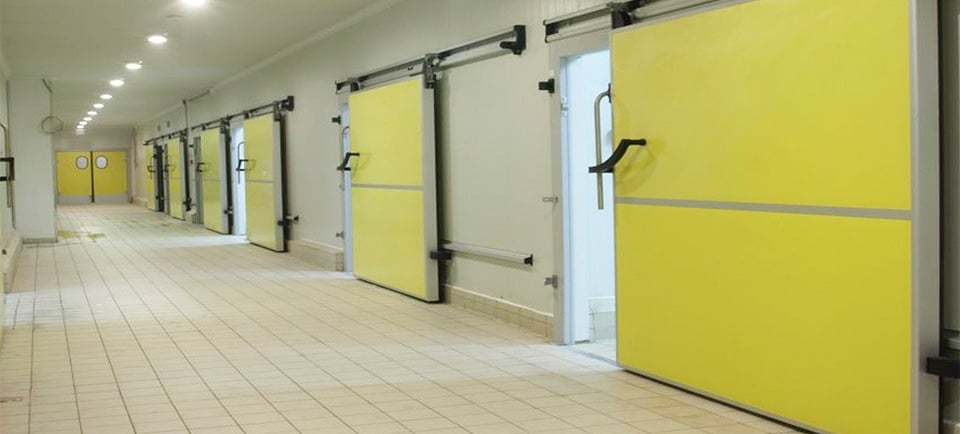 Diagram showing optimized cold room zoning for food storage: loading dock, blast chill, frozen stora