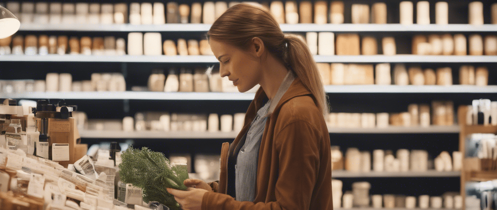 woman selecting packed food on gondola