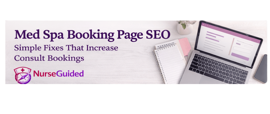 med spa booking page seo checklist on laptop