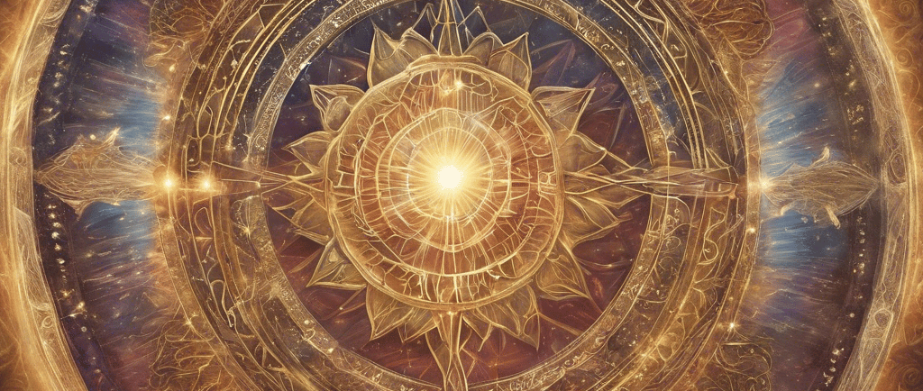 Golden compass with Sun in the center