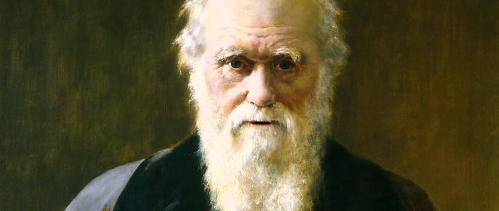 a painting of a Charles Darwin. Evolution