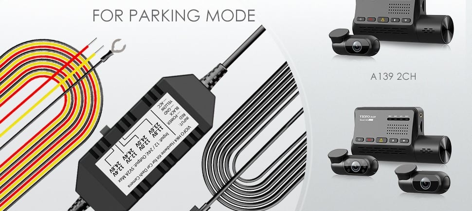 VIOFO Hardwire kit for parking mode. Dash cam model A139, A239, A339