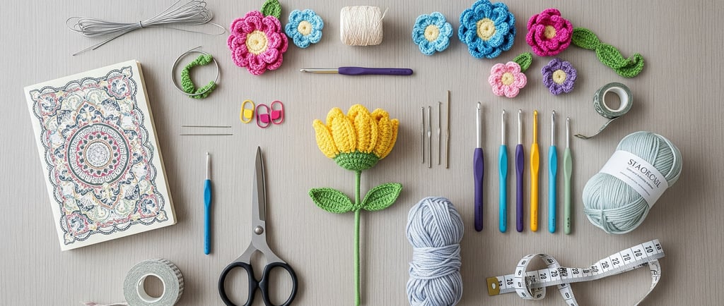 tools used to make crochet flower blooms