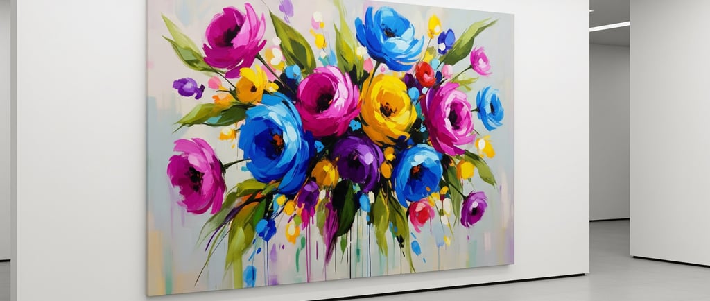 contemporay floral art in art gallery