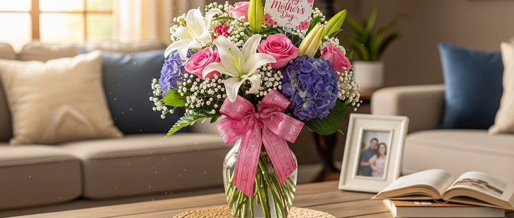stunning mothers day bouquet on display on table