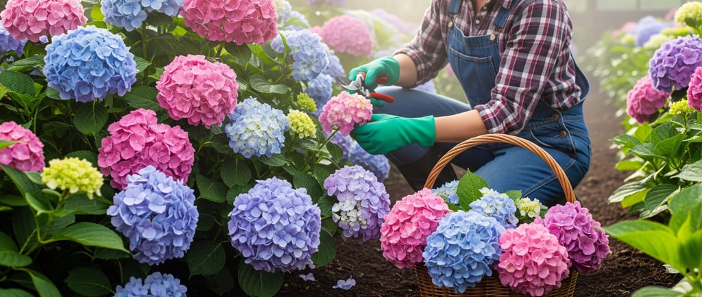gardener trimming large flowers