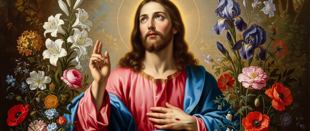 renaissance art of jesus and flowers