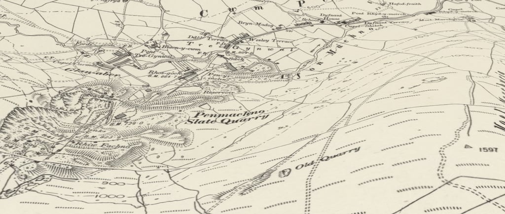 3D map of Cwm Pen machno from 1888. National Library of Scotland
