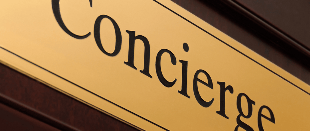 Accueil d'une conciergerie avec panneau