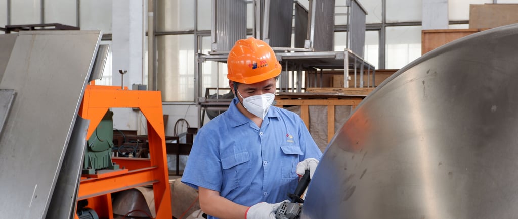 Inside view of a Chinese industrial drying equipment factory manufacturing custom paddle dryer