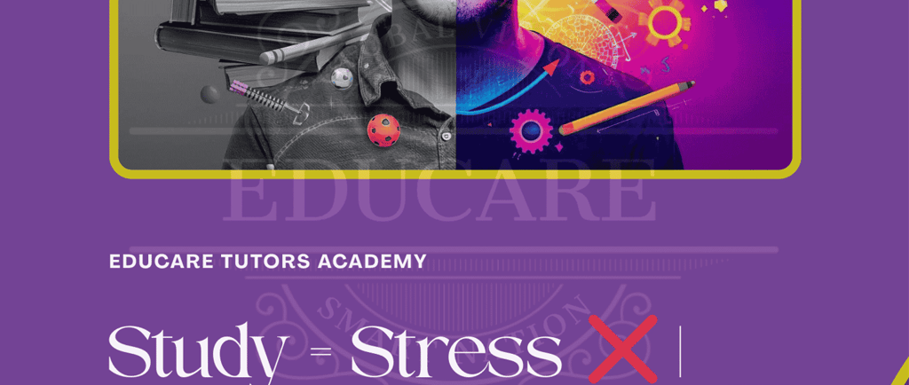 Educare Tutors blog poster showing Study as Stress vs Study as Game with students illustration