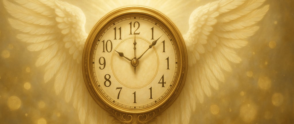 Heure miroir 11h11 ange gardien - horloge mystique avec ailes angéliques