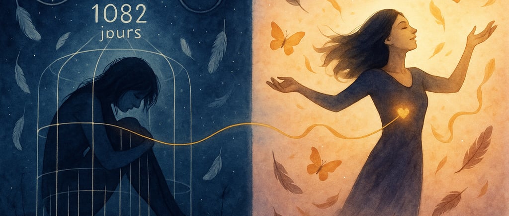 Illustration abstraite représentant le lâcher-prise en amour