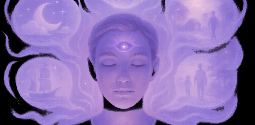 Illustration de la clairvoyance et du troisième œil en méditation