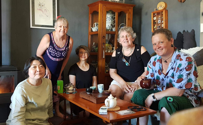 Australian rural women enjoying a Chinese and Japanese tea-sampling party at home
