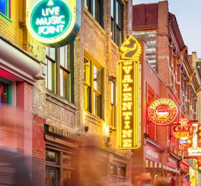 nashville - a busy street with people walking down the street