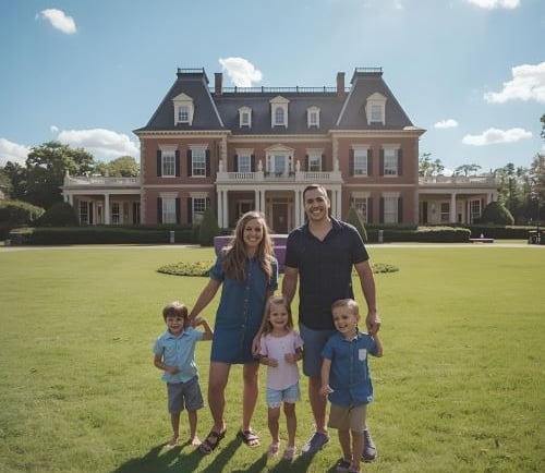 young family visiting the belle maede mansion in nashville