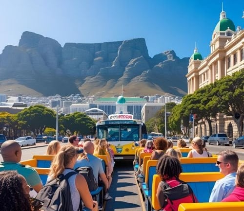 people enjoying a bus tour in cape town