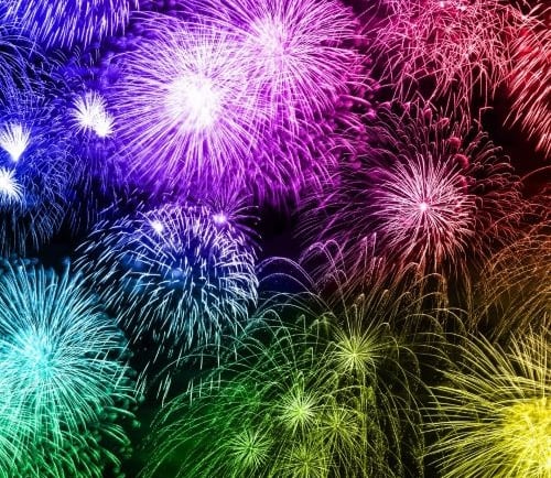colorful fireworks in a colorful background with colorful fireworks