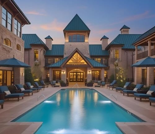 Pool at a luxury spa hotel
