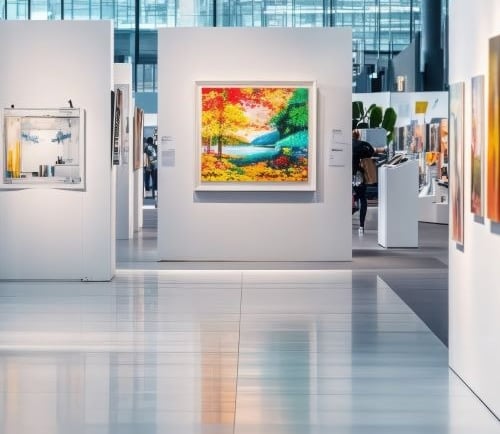 a large art piece in a museum of art