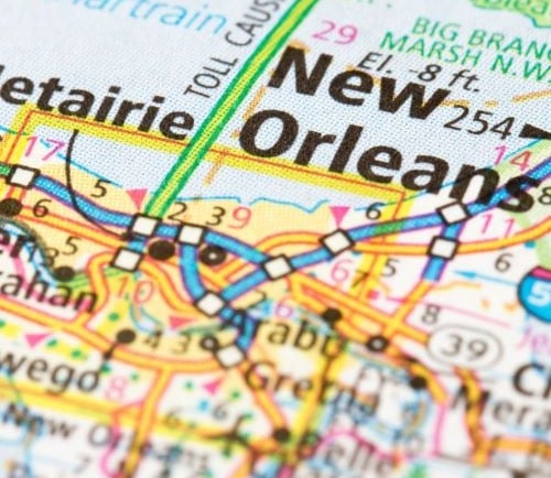 a close up of a map of new orleans
