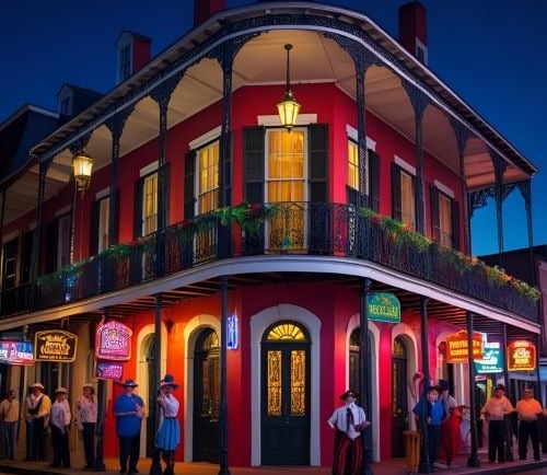 a group of people standing outside a building